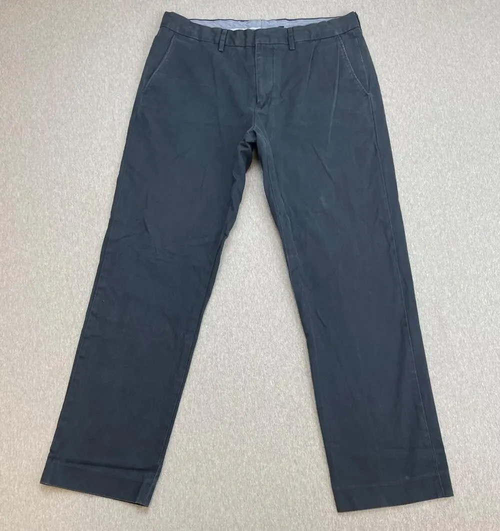 J Crew Pants Mens 34 x 32 Blue 100% Cotton Bowery‎ Flat Front Chino Straight